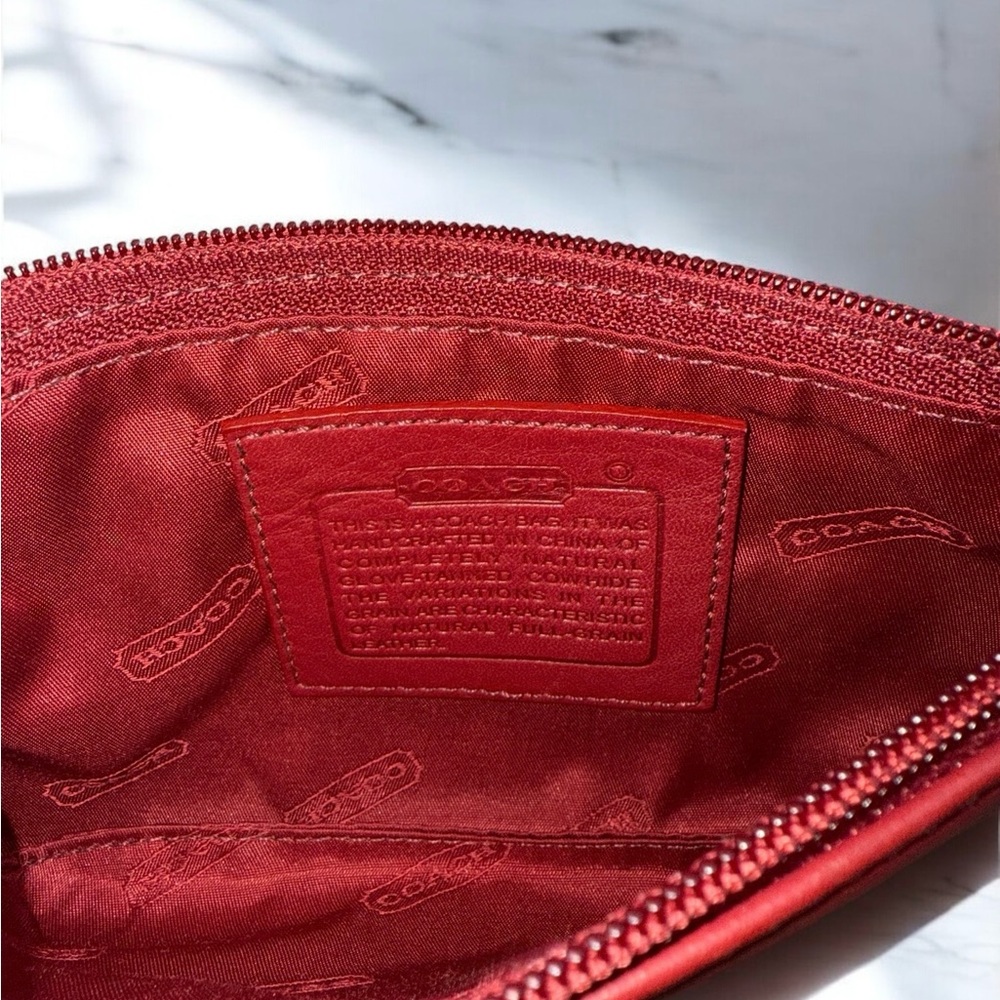 Vintage Red Coach Leather pouch cash wallet cosmetic makeup bag - Picture 9 of 10
